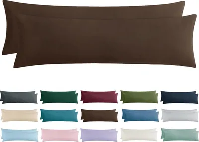 Imagen del producto de Juego de fundas de cojín, microfibra, 2 unidades, 145 x 40 cm, con cremallera, para almohadas para dormir de lado