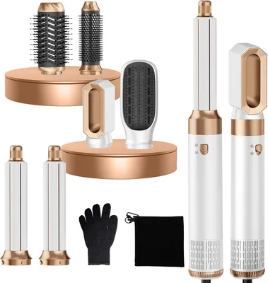 Image de Brosse coiffante 6 en 1 - Brosse à air chaud - Coiffez vos cheveux vous-même - Technologie de bouclage automatique - 1000 W - Blanche
