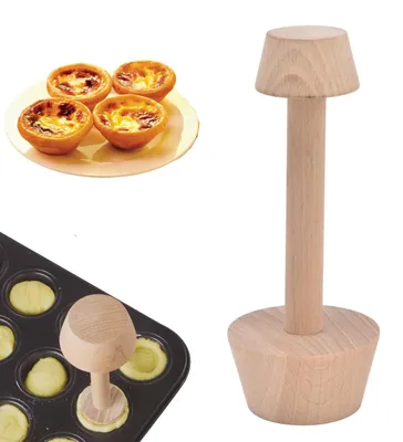 Produktbild von Holz-Tortenstampfer - Doppelseitige Eierkuchenform und Teigstampfer - Backwerkzeug für Torten Muffins Kuchen und Desserts