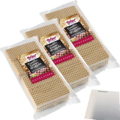 Produktbild von Hofgut Vanillewaffeln 3er Pack (3x200g Packung) + usy Block