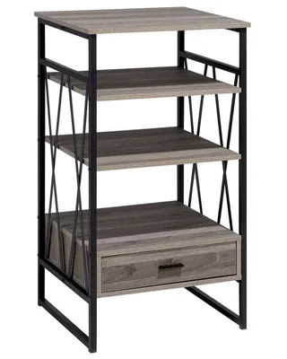 Produktbild von BELIANI Regal Braun Schwarz Faserplatte Pulverbeschichtetes Metall 101 x 56 x 50 cm Industriell Holzoptik Dekorativ Fächer Viel Stauraum Wohnzimmer