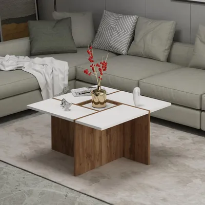 Immagine prodotto di Tavolino HOMIDEA Silva – Tavolino da salotto moderno con ripiano dal design intramontabile (bianco/rovere)