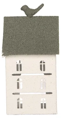 Immagine prodotto di Clayre & Eef, statuina decorativa "Casa", 12x12x27 cm, bianca, in metallo