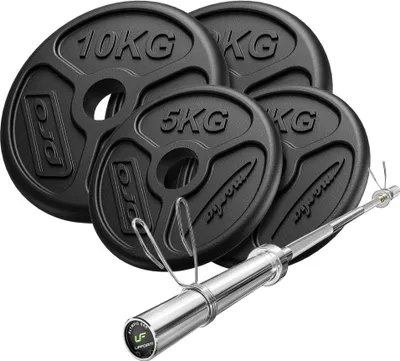 Obrázek produktu pro Sada 45 kg | Olympijská tyč 180 cm + činky 2x10 kg, 2x5 kg - Marbo Sport