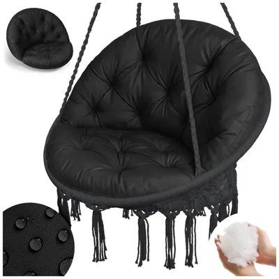 Produktbild von Wasserdichtes Kissen für Hängesessel Nestschaukel XL, Bequeme Gartenkissen Auflage für Hängekorb, mit Anti-Allergischer Füllung, Schwarz