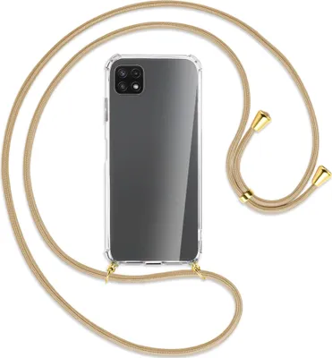 Produktbild von Handykette Backcover-Schutzhülle mit Band (Metall goldfarben) für Samsung Galaxy A22 5G (A226) - caramel
