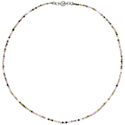 Produktbild von Halskette Kette aus Edelsteinen Turmalin multicolor & Süßwasser Perlen 46cm