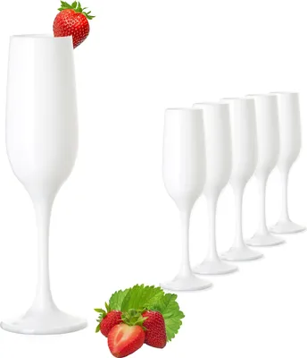 Produktbild von PLATINUX Weiße Sektgläser Champagnergläser 200ml Set 6 Teilig aus Glas Prosecco Sektflöten Sektkelche Sektglas