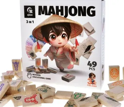 Image de QBEE Jeu éducatif en bois Mahjong pour enfants 59 pièces