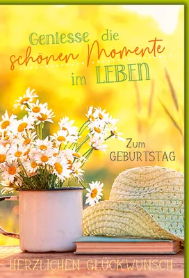 Produktbild von Geburtstag - Karte mit Umschlag - Gänseblümchen und Hut - plastikfrei