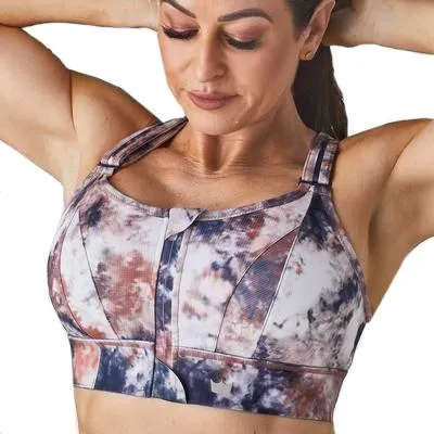 Immagine prodotto di SHEFIT TIE DYE, reggiseno sportivo marrone, supporto forte, regolabile, taglia XL