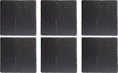 Produktbild von Untersetzer - 17 x 17 cm - Anthrazit - Schiefer - Unikat - 6er Set