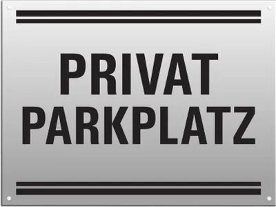 Produktbild von Warnschild - Privatparkplatz | 200 x 150 mm gelocht Aluminium silber matt eloxiert