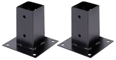 Immagine prodotto di Alberts, manicotto a vite 8 x per pali quadrati in legno, 91x91 mm, zincato, rivestito in plastica nera, altezza base 150 mm