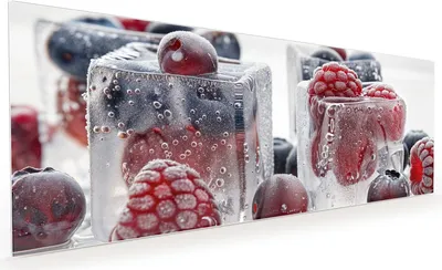 Produktbild von Küchenrückwand Spritzschutz Glas mit Motiv Gefrorene Beeren 40 x 40 cm