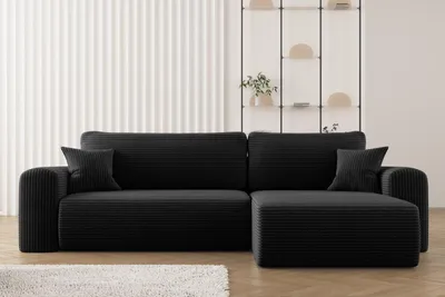 Produktbild von Kaiser Möbel Ecksofa mit Schlaffunktion L-förmiges Sofa,Capri Stoff Poso Schwarz Rechts