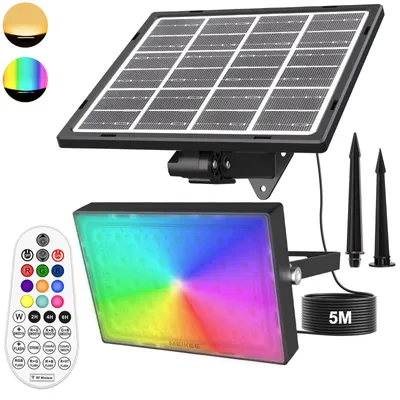 RGB LED Solarstrahler, 12 Farben, mit Fernbedienung, 30W