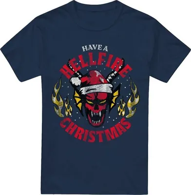 Produktbild von Stranger Things T-Shirt Herren Hellfire Christmas navy L