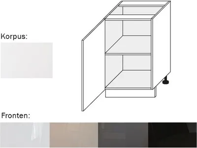Produktbild von Küchenschrank (EST-DE/50) Unterschrank 1trg 50cm perlweiß matt Acryl Frontfarbe wählbar