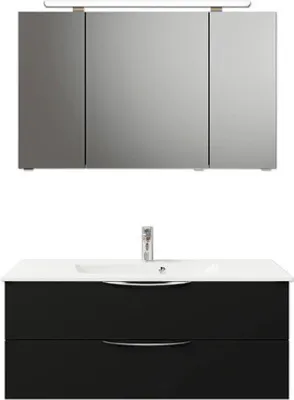 Produktbild von Pelipal Badmöbel-Set Sunline 300 BxHxT 117 x 200 x 48 cm Frontfarbe schwarz matt Badmöbel-Set mit Waschtisch Mineralmarm