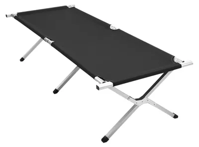 Obrázok produktu pre XXL cestovná posteľ – skladacia – 190 x 62 cm – nosnosť do 100 kg – s prepravnou taškou – čierna