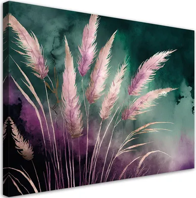 Produktbild von Leinwandbild Pampasgras Natur Botanik abstrakt 100x70 Feeby Violett bild für die wand bereit zum aufhängen