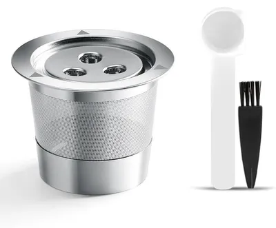 Produktbild von Wiederverwendbare Kaffeefilterbecher, nachfüllbare Kaffeefilterbecher, Kaffeefilter, wiederverwendbare Kaffeepads aus Edelstahlgewebe, wiederverwendbarer Kaffeefilter mit 3 Löchern
