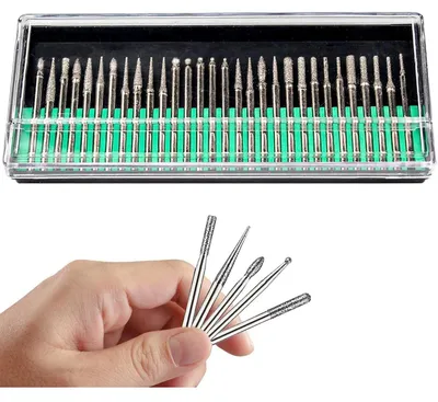 Zdjęcie produktu dla Zestaw frezów diamentowych, 30 sztuk, trzpień 3 mm, do obróbki kamienia, szkła, ceramiki, grawerowania i szlifowania