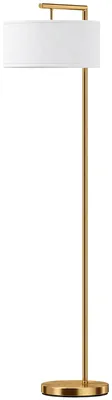 Produktbild von HOMCOM Stehlampe Stehleuchte E27 für Wohnzimmer Stahl Stoffschirm Goldoptik