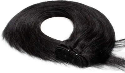 Produktbild von hair2heart Premium Echthaar Tressen zum Einnähen Extensions glatt - 60cm 50g 2/0 schwarz