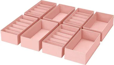 Zdjęcie produktu dla Zestaw organizerów do szuflad, 8-częściowy, 30 x 15 x 9 cm, różowy, do ubrań dziecięcych