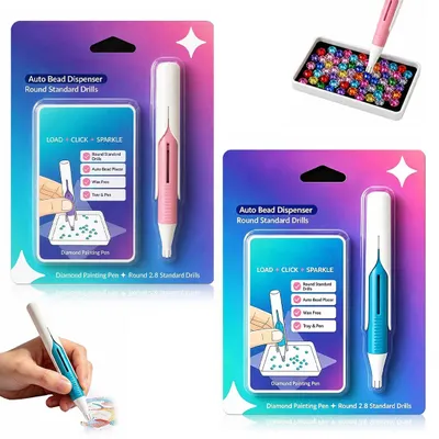 2er-Set Automatische Diamond Painting Stifte, Blau & Rosa