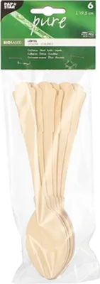 Produktbild von PAPSTAR Holzlöffel "pure" 19,5 cm, Vintage-Design | Beutel (6 Stück)