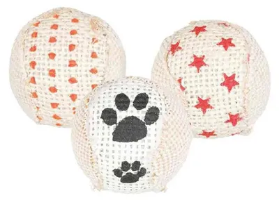Produktbild von TRIXIE Set Rasselbälle, Jute, Ø 5 cm, 3 Stück