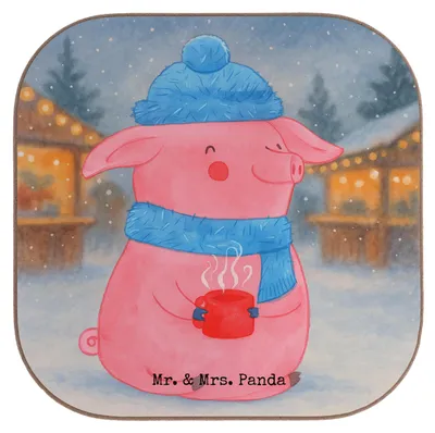 Produktbild von Mr. & Mrs. Panda Untersetzer für Gläser Schwein Glühwein Design - Weiß - Geschenk, Tischuntersetzer, Glühschwein, gläseruntersetzer, Tischschoner, Punsch, Coaster