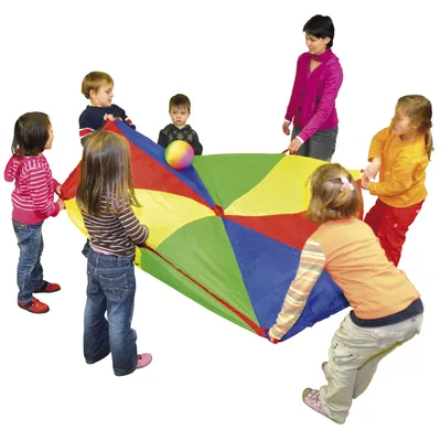 Produktbild von EDUPLAY 170-023 Schwungtuch, Ø 600 cm mit stabilen Haltegriffen, mehrfarbig