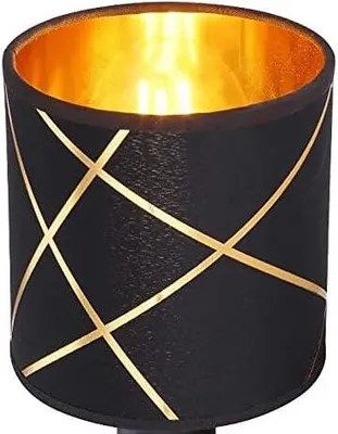 Produktbild von Lampenschirm Rund Retro Vintage Farbe: Schwarz/Gold Stofflampenschirm Textilschirm Ersatzschirm Tischlampe Pendelleuchte E27 Fassung Durchmesser Ø 13c