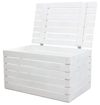 Produktbild von Grosse Holztruhe 80er weiss mit Deckel  80x50x39cm