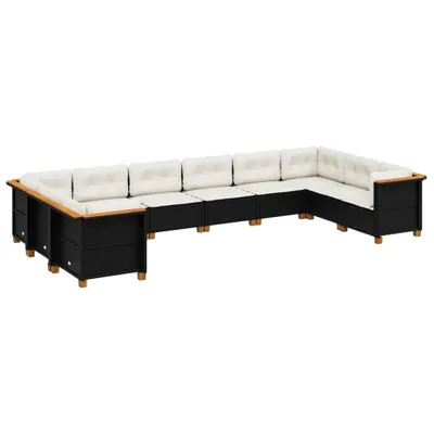 Produktbild von vidaXL 10-tlg. Garten-Sofagarnitur mit Kissen Schwarz Poly Rattan