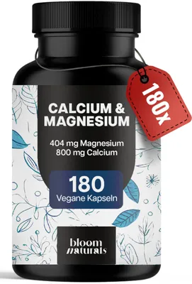 Produktbild von Bloom Naturals Calcium Magnesium 180 Kapseln vegan