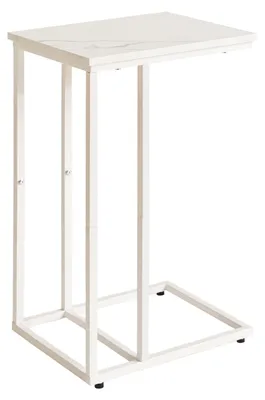 C-förmiger Beistelltisch, Kunstmarmor, weiß, 30x40x63 cm