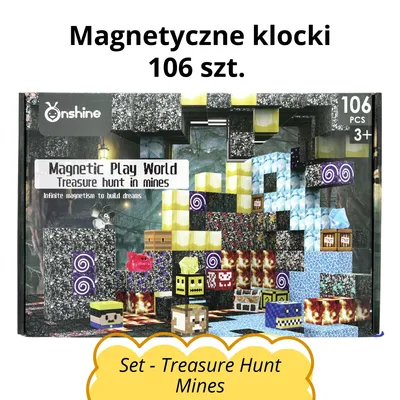 Zdjęcie produktu dla Magnetyczne klocki 106 szt. - Set Treasure Hunt Mines - Edukacyjny zestaw konstrukcyjny Montessori STEM dla dzieci