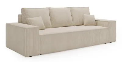 Productafbeelding van ANMIL slaapbank LAGOS, 256 x 97 x 94 cm – Corduroybank in crème kleur met slaapfunctie en opbergruimte