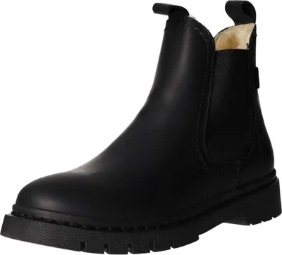 A black winter boot shown from the side against a white background.