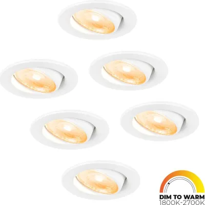 Produktbild von hoftronic LED Einbaustrahler 5W 480lm Dim to warm IP44 Weiß Schwenkbar 6er Set