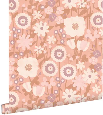 Immagine prodotto di ESTAhome carta da parati fiori retrò rosa, viola e beige 50 x 900 cm