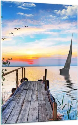 Produktbild von Bilder auf glas - Einteilig - Brücke See - 50x70cm - Glasbilder - Wandbilder - Bilder - Kunstdruck - zum Aufhängen bereit - Wanddekoration aus Glas - Glas Bilder - Wandbild auf Glas - GPA50x70-4115