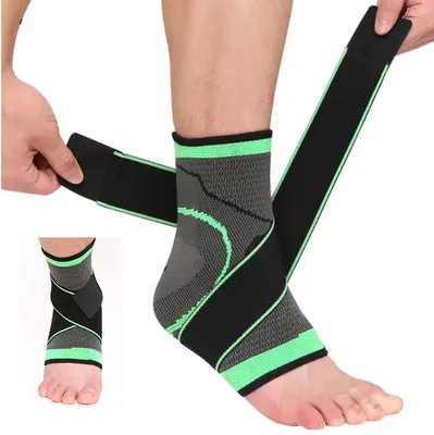 Produktbild von CHPN – Verstellbare Knöchelbandage – Knöchelband verstellbar – Mit Klettverschluss – XL – Schwarz/Grün – Sportband für Knöchel – Knöchelschmerzen – Sport-Knöchelbandage