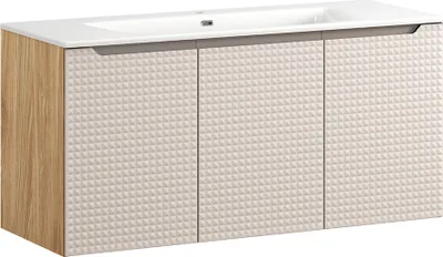 Produktbild von Waschtisch 120 cm in Eiche mit beige, LONDON-56-BEIGE, mit Waschbecken