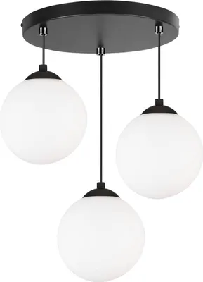Produktbild von Light-Home Florence Lampenschirm Hängelampe Hängeleuchte - Deckenlampe Industrial für Wohnzimmer Schlafzimmer und Esszimmer - 3-Flammig - Pendelleuchte Glas mit Metall - Schwarz